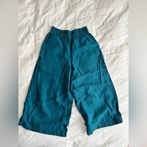 notPERFECTLINEN Maxi Wells Linen Culottes in Emerald Green